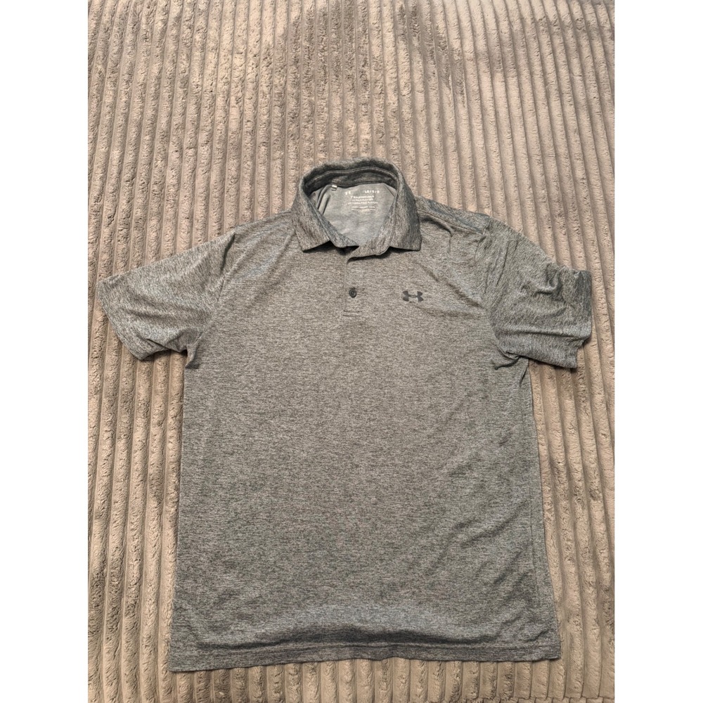 Under Armour Mens Playoff Polo Shirt Grey Heather Short Sleeve Logo LG